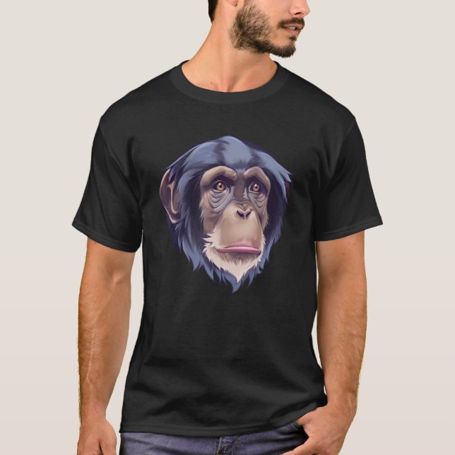 Chimpanzee Monkey Face Primate Monkey Trainer Anim T-Shirt (Front)