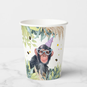 Chimpanzee Monkey Party Animals Birthday Safari Paper Cups