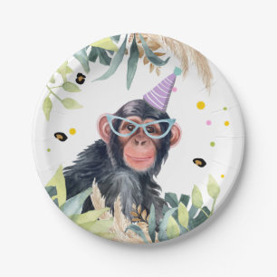 Chimpanzee Monkey Party Animals Birthday Safari Paper Plate