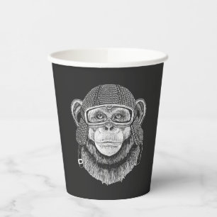 Chimpanzee Motorcycle Rider Paper Cups