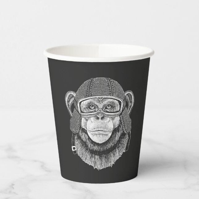 Chimpanzee Motorcycle Rider Paper Cups (Left)