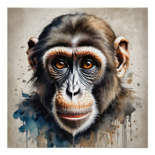Chimpanzee no 4 Glossy Poster