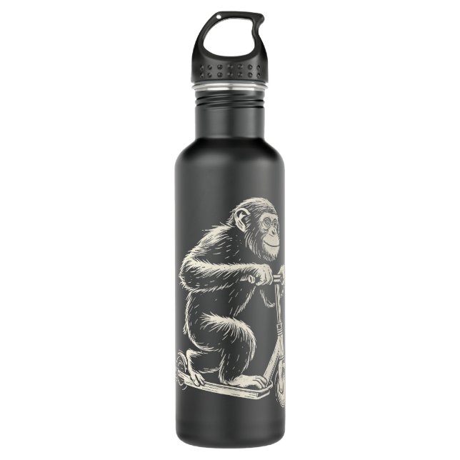 Chimpanzee On An E-Scooter Monkey 710 Ml Water Bottle (Front)