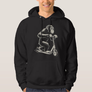 Chimpanzee On An E-Scooter Monkey Hoodie