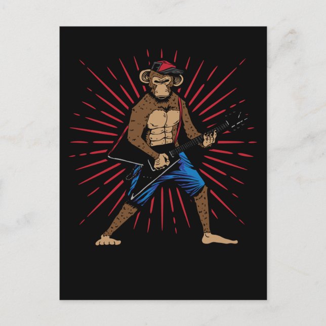 Chimpanzee playing Electric Guitar Music Lover Postcard (Front)