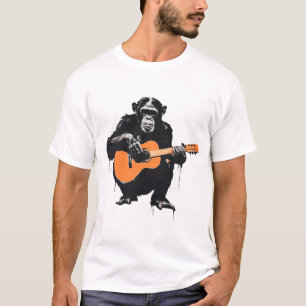 chimpanzee playing guitar art T-Shirt