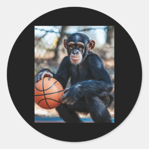 Chimpanzee Sketll Monkey Funny Graphic 1  Classic Round Sticker