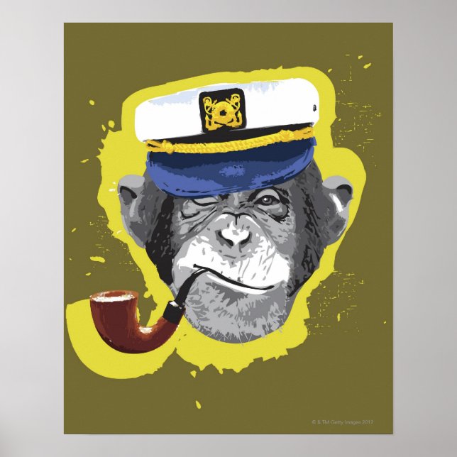 Chimpanzee Smoking Pipe Poster (Front)