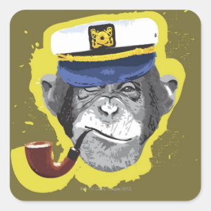 Chimpanzee Smoking Pipe Square Sticker