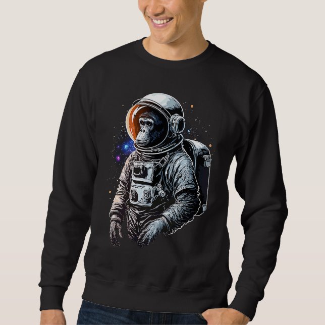 Chimpanzee Space Astronaut Travel Monkey Vintage   Sweatshirt (Front)