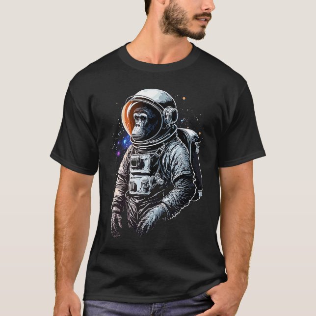Chimpanzee Space Astronaut Travel Monkey Vintage   T-Shirt (Front)