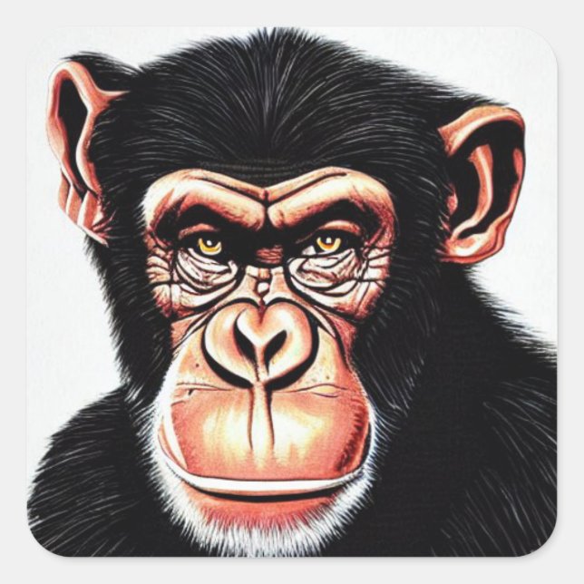 Chimpanzee Square Sticker (Front)