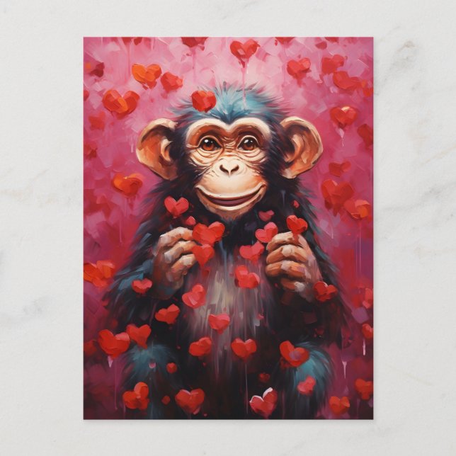 Chimpanzee Valentines day Postcard (Front)