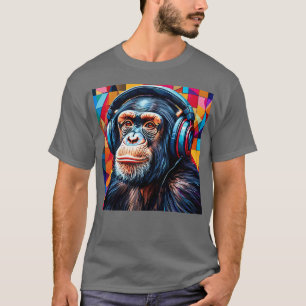 Chimpanzee wearing headphones T-Shirt