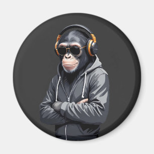 Chimpanzee Wearing Hoodie Funny Cool Animal Vector Magnet