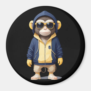 Chimpanzee Wearing Hoodie Funny Cool Animal Vector Magnet