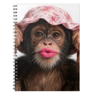 Chimpanzee Wearing Pink Lipstick Notebook