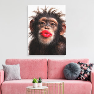 Chimpanzee Wearing Red Lipstick Canvas Print