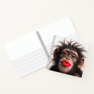 Chimpanzee Wearing Red Lipstick Notebook