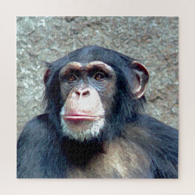 Chimpanzee Wild Animals Art Photo Jigsaw Puzzle (Vertical)