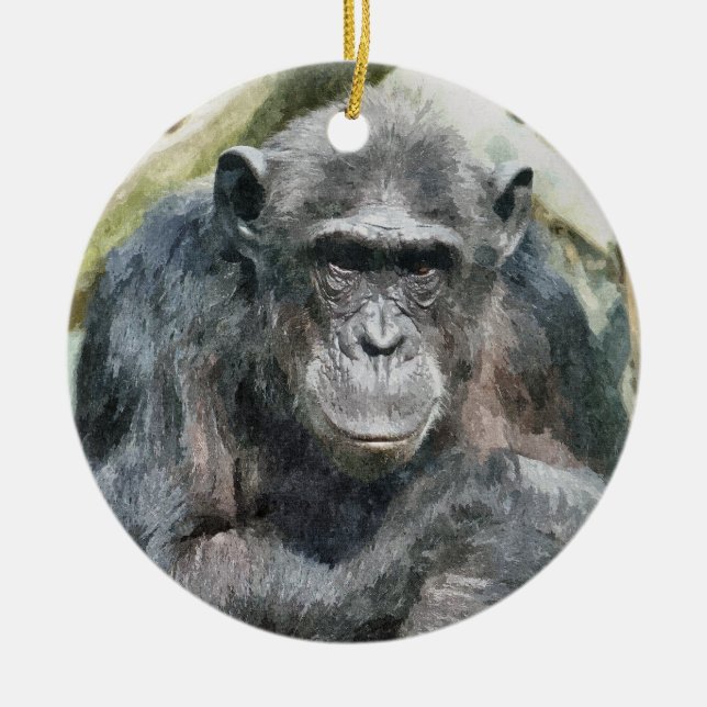 CHIMPANZEES CERAMIC TREE DECORATION (Front)