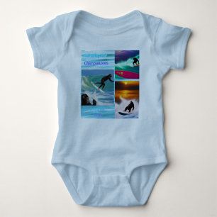 Chimpanzees Surfing Photo Collage, Baby Bodysuit