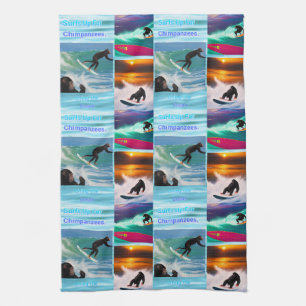 Chimpanzees Surfing Photo Collage,  Dish Towel