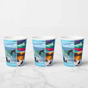 Chimpanzees Surfing Photo Collage, Paper Cups