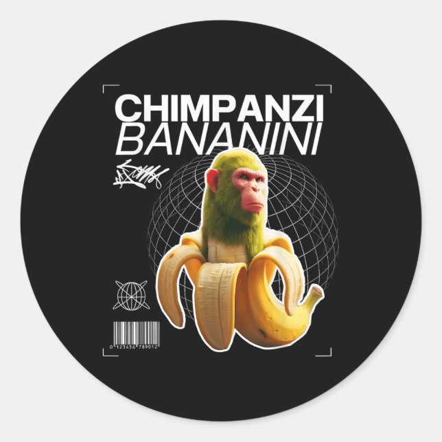 Chimpanzi Bananini Fun Character Art  Classic Round Sticker (Front)