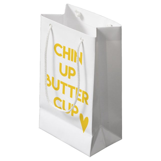 Chin up buttercup | Sweet Motivational Small Gift Bag (Front Angled)