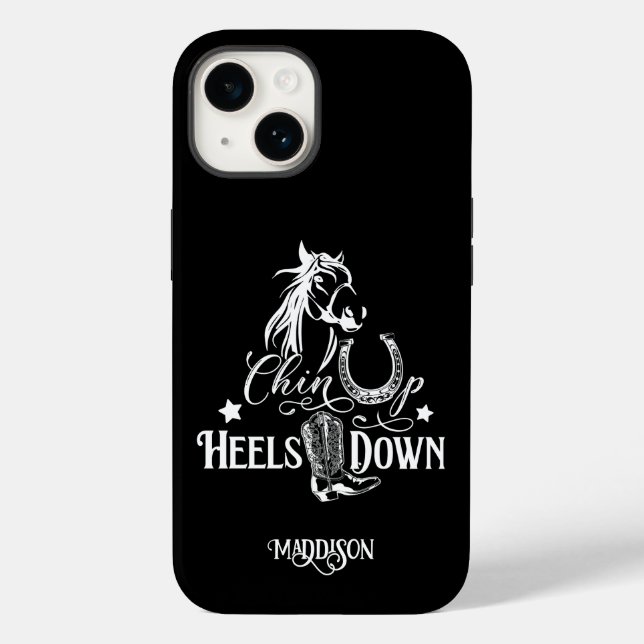 Chin up heels down cowgirl horse lover riding Case-Mate iPhone case (Back)