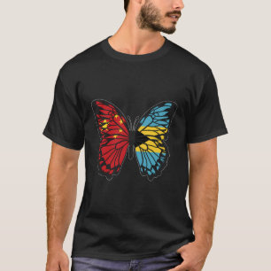 China And Bahamas Mix Butterfly Half Chinese Half T-Shirt
