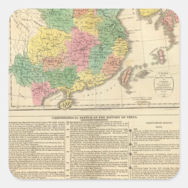 China and Japan Atlas Map Square Sticker (Front)