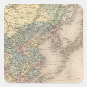 China and Korea Square Sticker