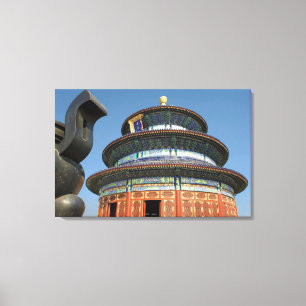 China, Beijing, Temple of Heaven, Chinese Urn in Canvas Print