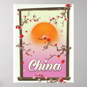 China Blossom Sunset Poster