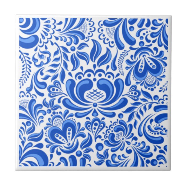 China blue ceramic tile/coaster tile (Front)