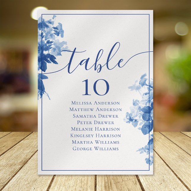 China Blue Floral Wedding Table Seating Chart Table Number (Creator Uploaded)