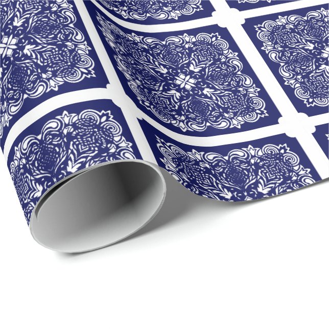 China Blue Wrapping Paper (Roll Corner)