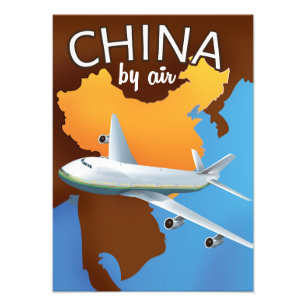 China By air travel poster