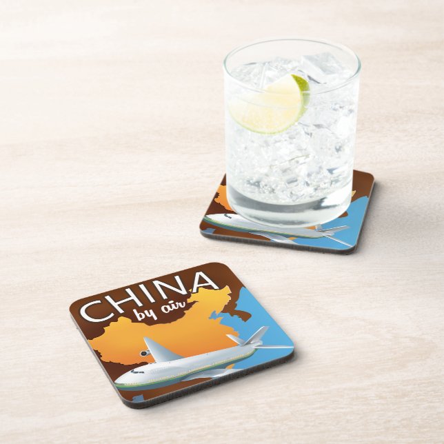 China By air travel poster Coaster (Right Side)