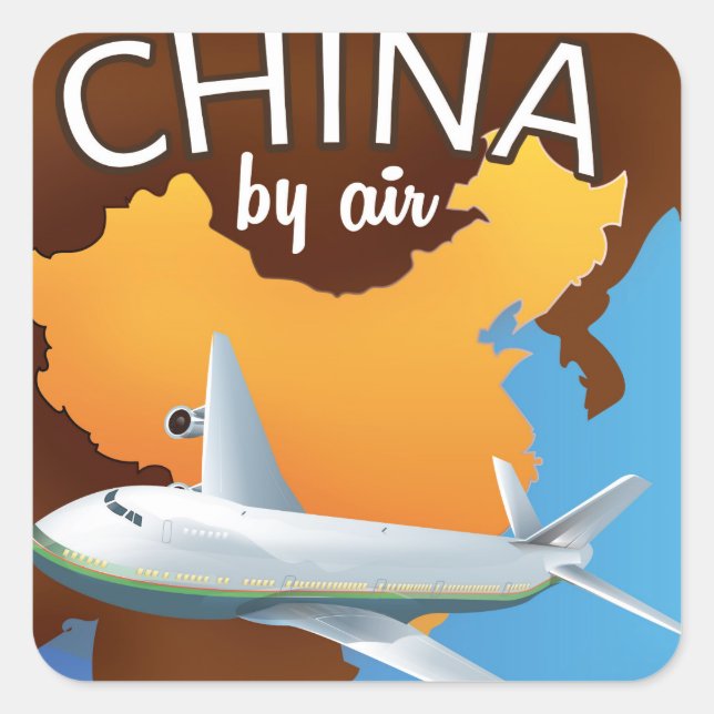 China By air travel poster Square Sticker (Front)