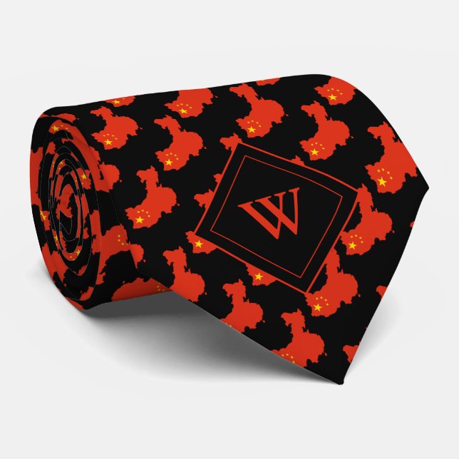 CHINA Christian Scripture Monogram Black Tie (Rolled)