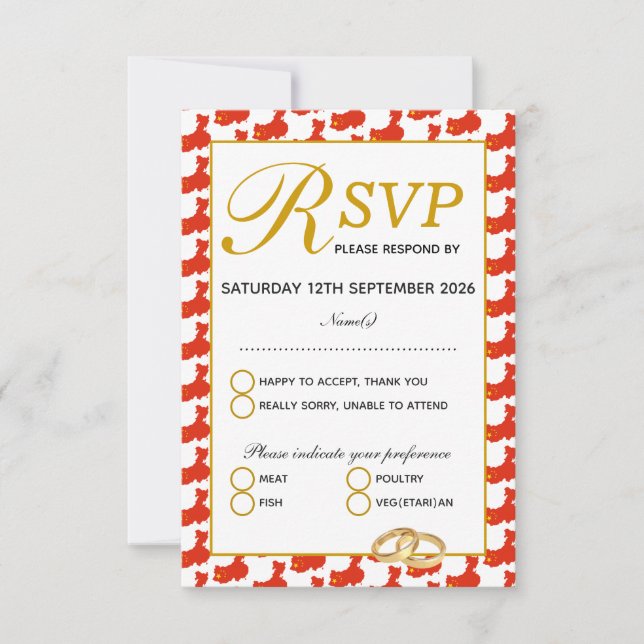 CHINA Christian Wedding RSVP Response Card (Front)