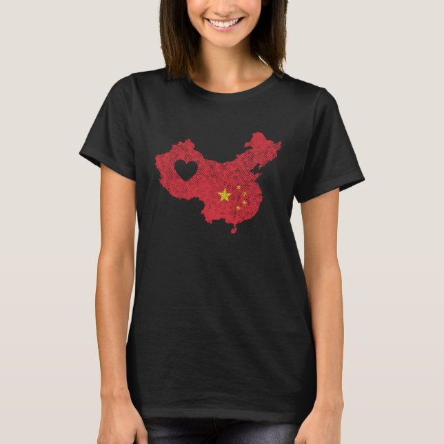 China Country Card with Flag T-Shirt (Front)