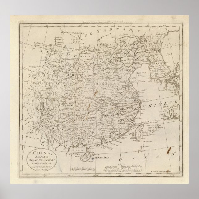 China, divided into it's Great Provinces Poster (Front)