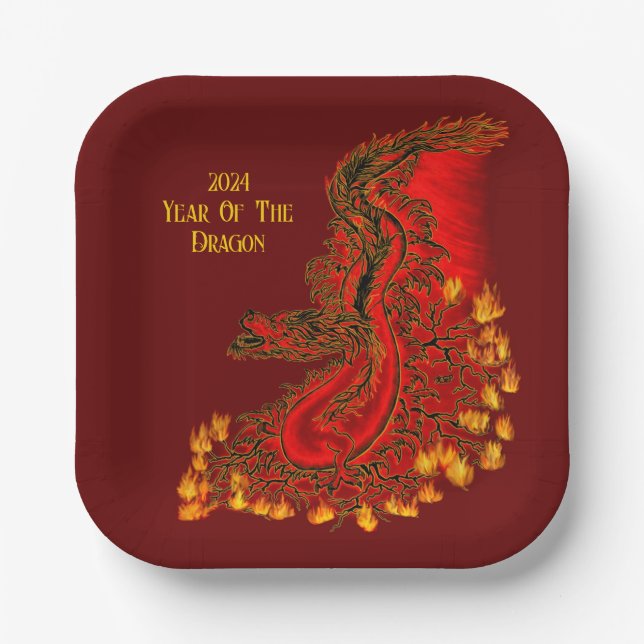 China Dragon , 2024 Year Of The Dragon Paper Plate (Front)