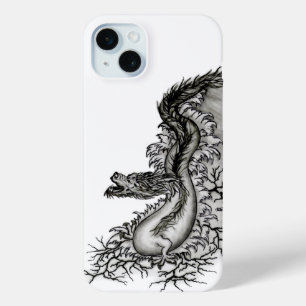 China Dragon, Black and white Design in Tattoostyl iPhone 15 Mini Case
