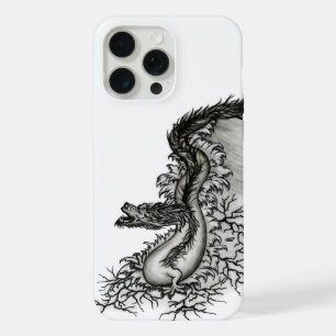 China Dragon, Black and white Design in Tattoostyl iPhone 15 Pro Max Case