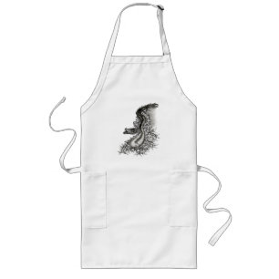 China Dragon, Black and white Design in Tattoostyl Long Apron
